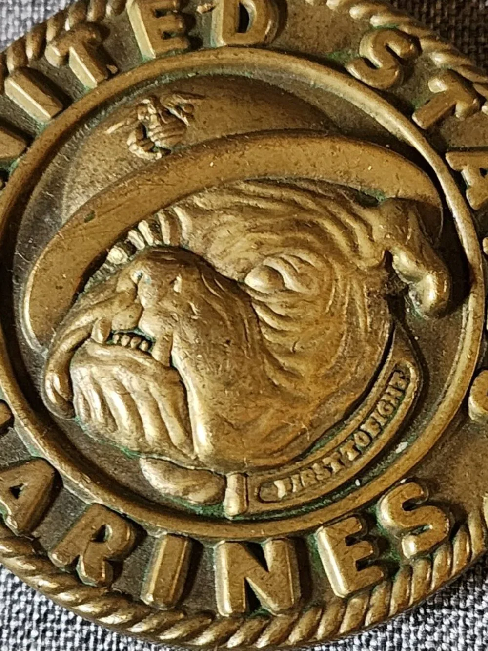 United States Marines First To Fight Chesty The Bulldog Brass Baron Belt Buckle